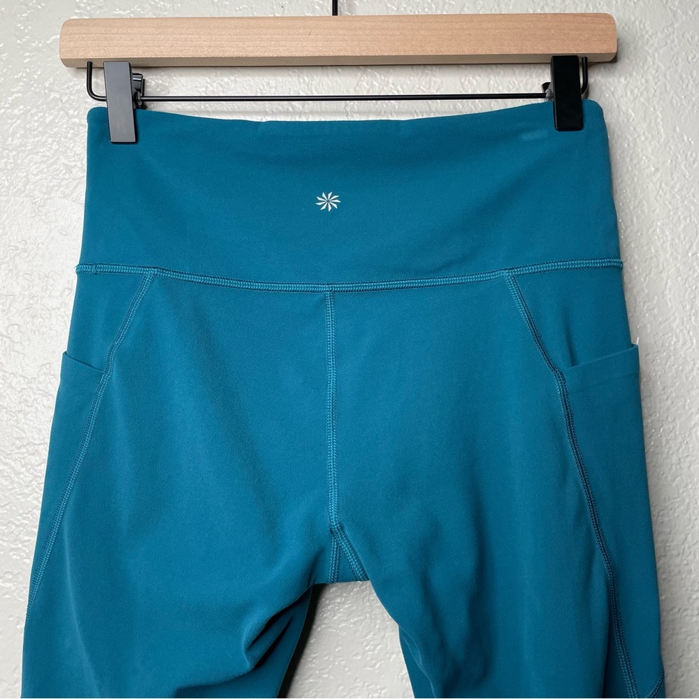 Athleta Blue Workout Leggings Crop 3 Pockets - Picture 7 of 12